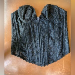 Vintage, black lace, and spandex corset
